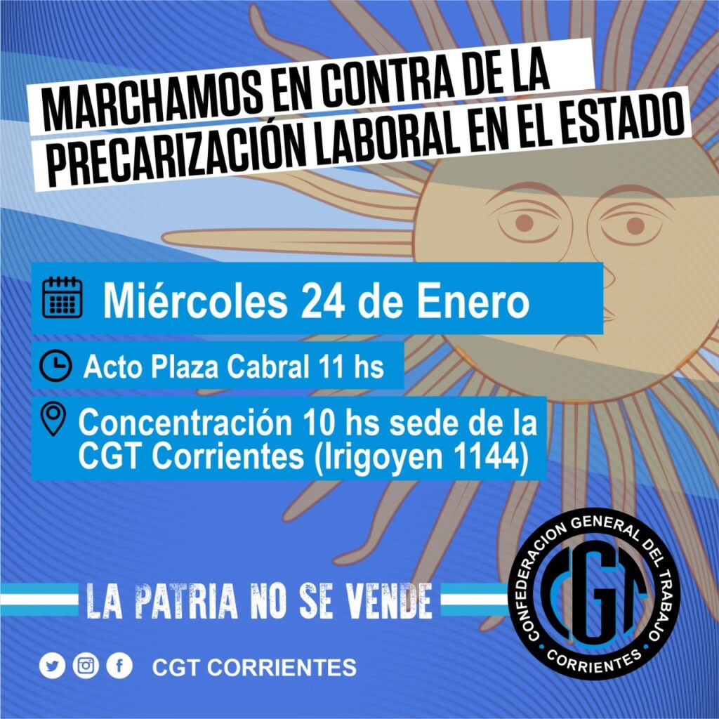 La CGT Corrientes profundiza la convocatoria para la marcha del 24/E