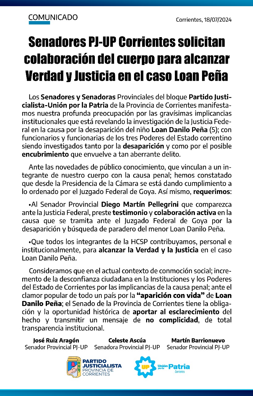 Caso Loan: desde el PJ piden que Pellegrini se presente ante la Justicia Federal 